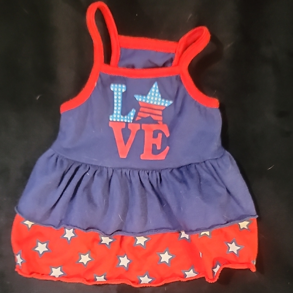 Patriotic Dog Dress - Red and Blue